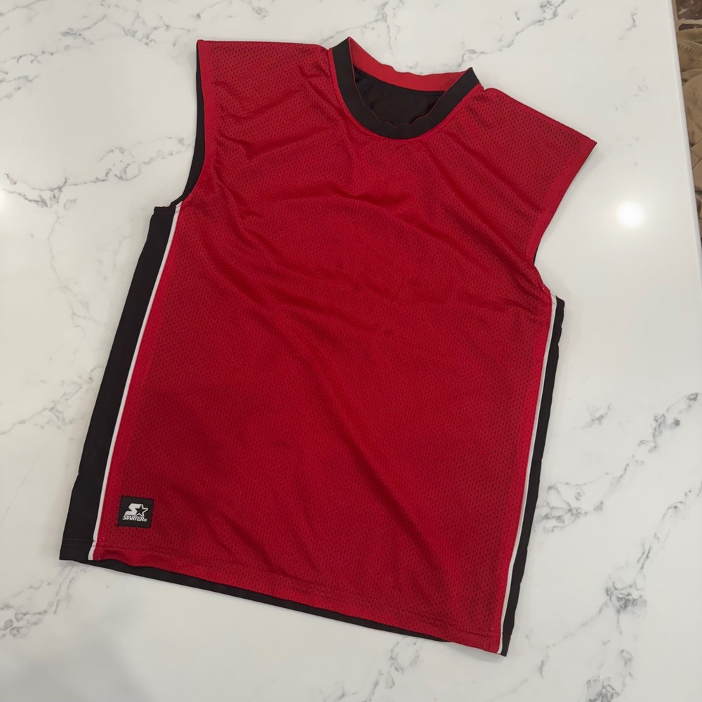 Vintage Starter Basketball‎ Jersey Red Black Mesh Tank Fits Like M/L Y2K